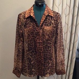 Chico’s sheer animal print blouse size 1